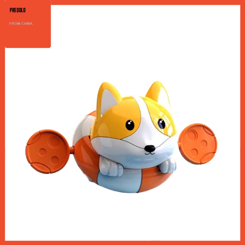 [In Stock] Novelty Clockwork Wind Up Toy Dog Dabbling Shower Water Bath Toy Orange