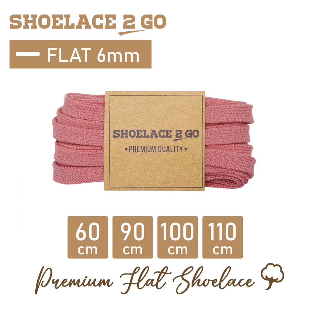 SHOELACE 2 GO PREMIUM TALI SEPATU GEPENG PIPIH FLAT G2 - PINK