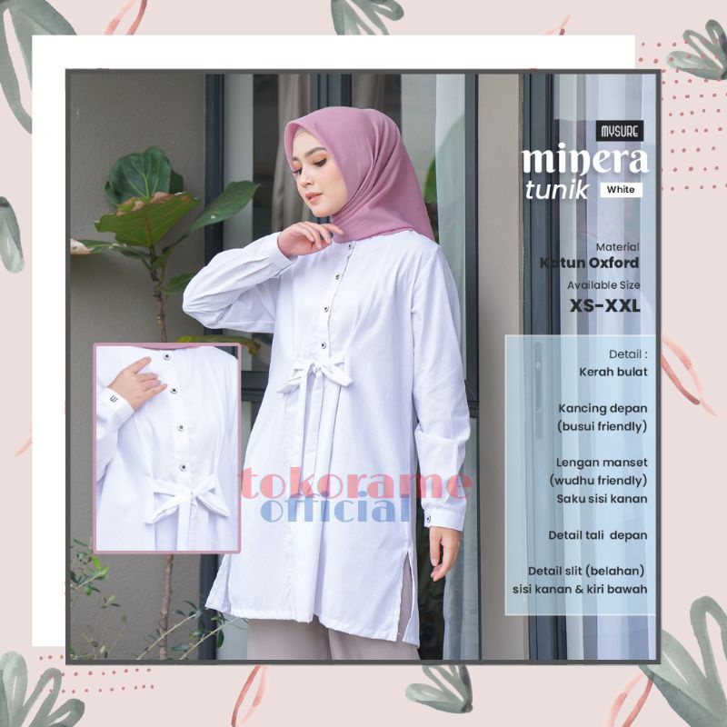Atasan Muslim Wanita Terbaru Minera Tunik Putih Original By Mysure