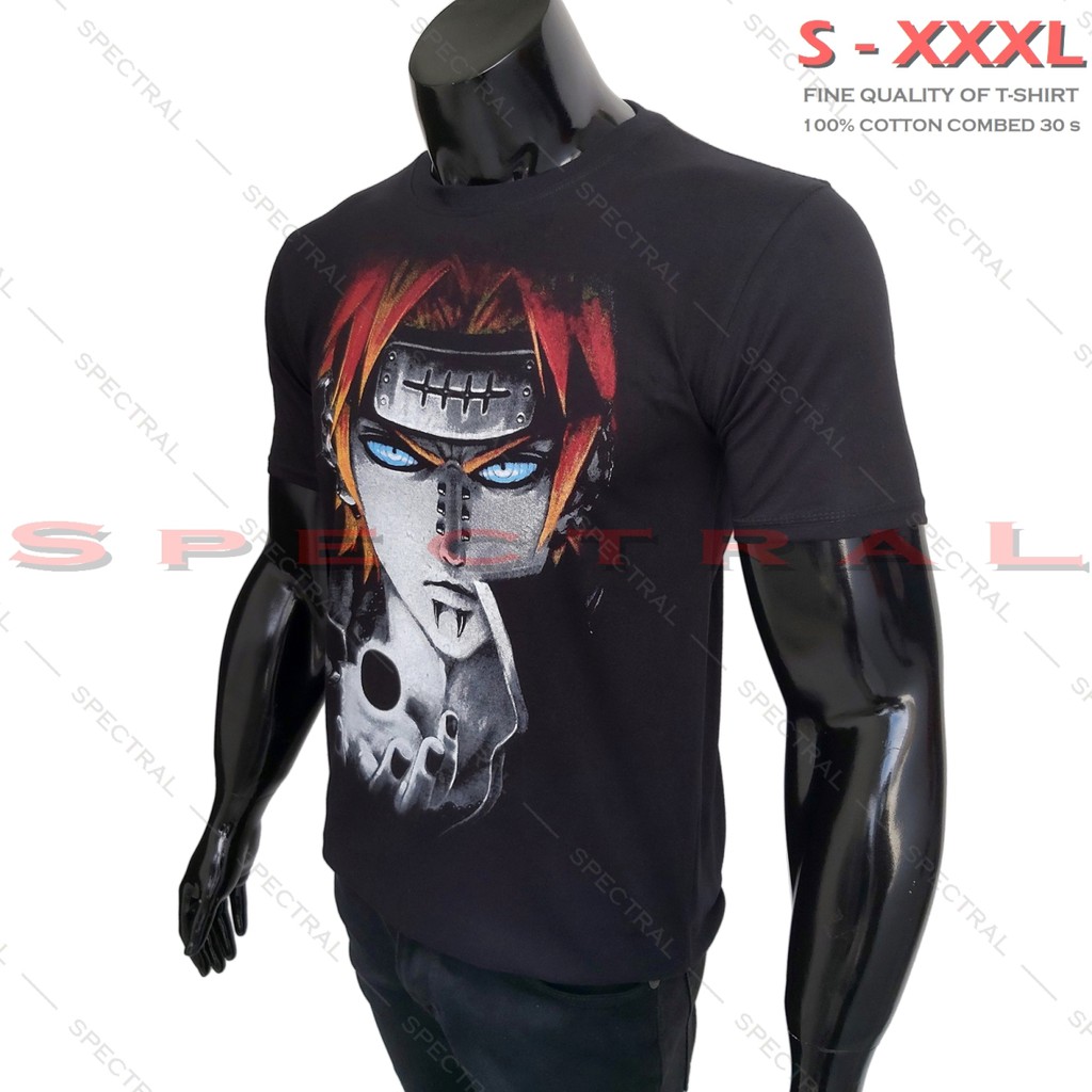 Kaos Pria Wanita PAIN NARUTO Fashion Baju Distro Polos Murah Anime Kartun Boruto Keren Sablon HITAM