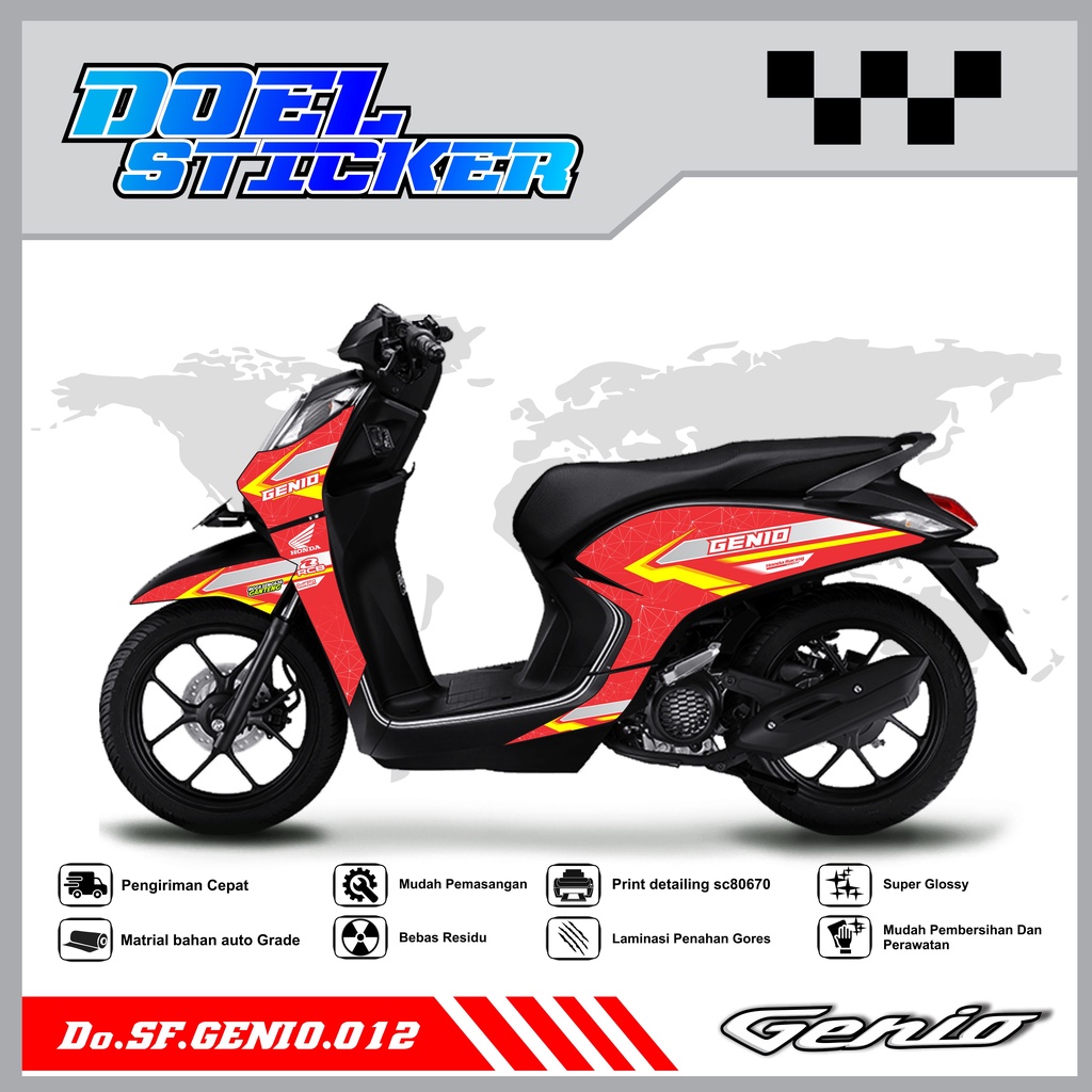 Sticker Striping Variasi Genio List Variasi Hologram , Crome Doel 012