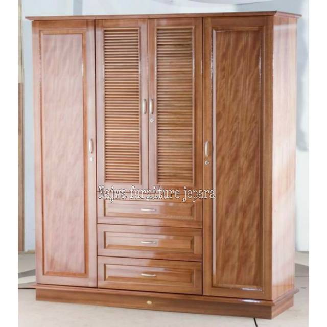 lemari pakaian minimalis 4pintu jati