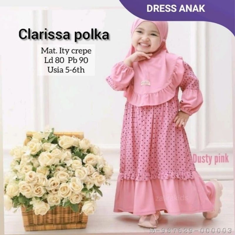 DRESS ANAK PEREMPUAN POLKADOT MAT. ITY CREPE VGBB-016