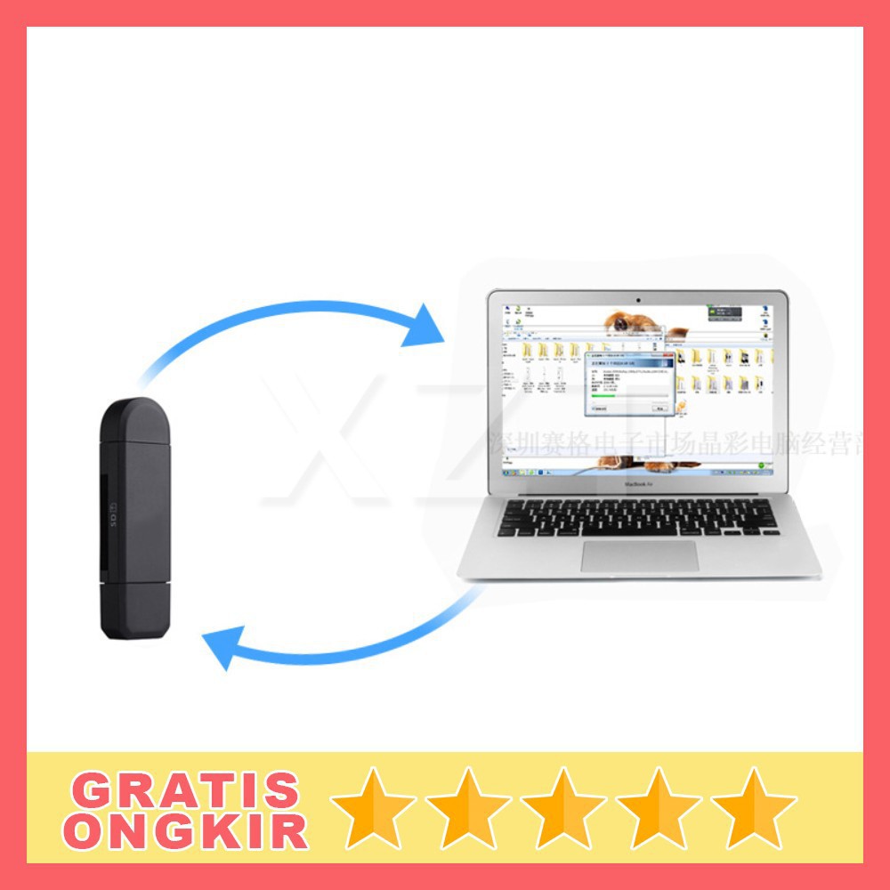 Grab Medan Memory Card Reader OTG 3 in 1 USB Type C + USB Type A + Micro USB - YC320 Hitam MOSU