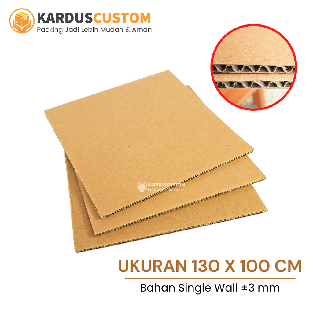 

Kardus Lembaran 130 x 100 cm Bahan Single Wall Custom Ukuran Karton Polos Packing