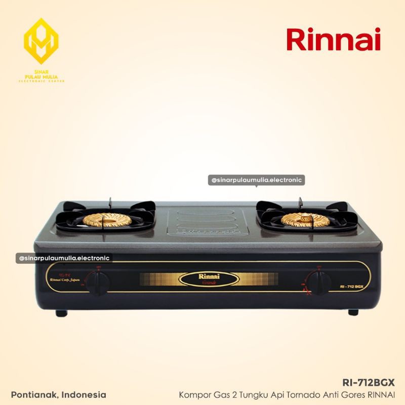 Rinnai Kompor Gas 2 Tungku Api Tornado - RI-712BGX / RI 712 BGX / RI712BGX / RI 712BGX