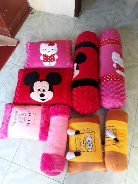 Bantal Set Karakter(guling+bntal)  Bntal 40x55cm, Guling 80cm, Free Nama,,/