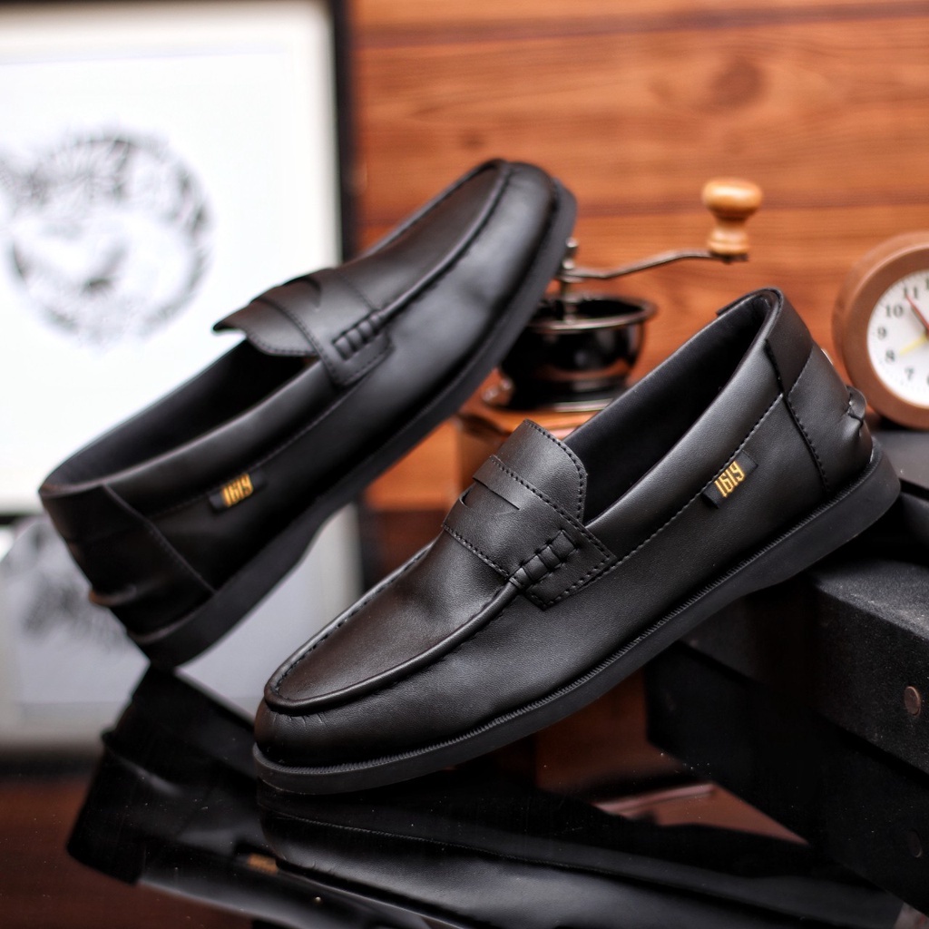 BRUCE|Sepatu Formal Pria Pantofel Hitam Kulit Syintetik Fashion Simple Trendy Kekinian Original Brand Main Gaya Kondangan Laki Laki