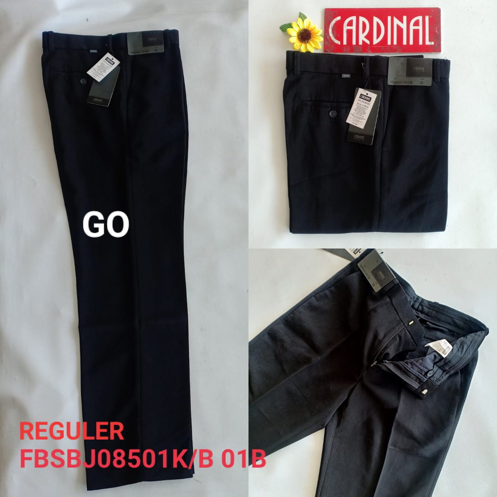 gof CARDINAL FORMAL REGULER Celana Panjang Hitam Pria Sopan Formal Teflon Streacth Motif Super Black