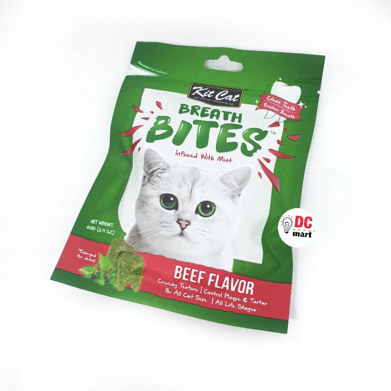 Kit Cat BREATH BITES 60Gr All Varian Snack Camilan Kucing/ Cemilan Pembersih Gigi Kucing