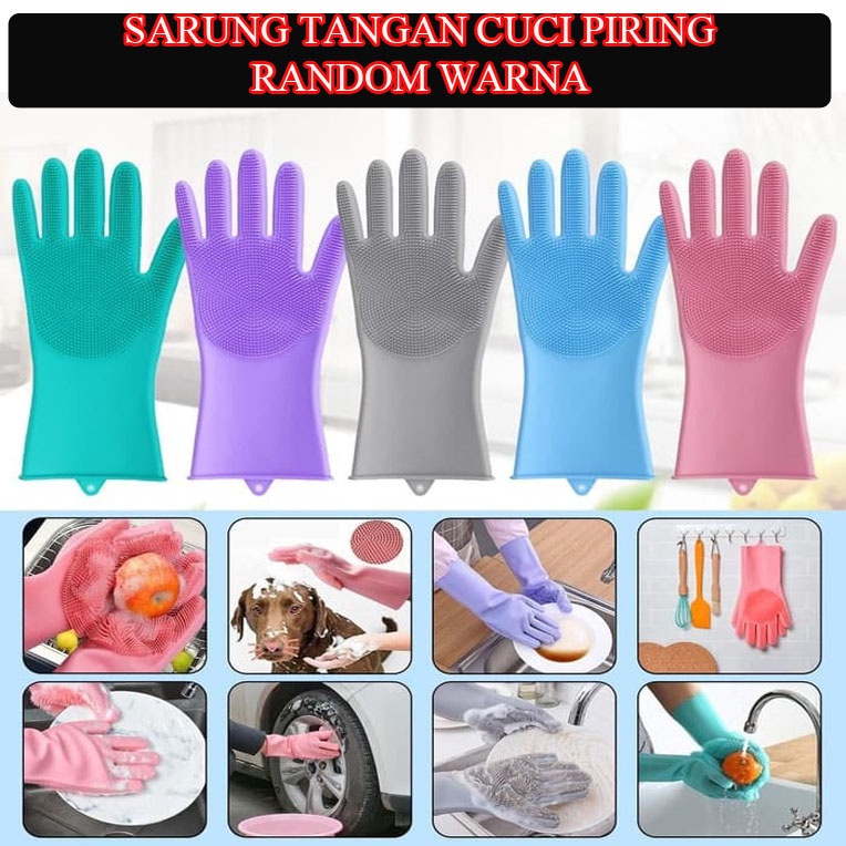 Sarung tangan cuci piring pembersih tahan panas reusable silicone dishwashing gloves