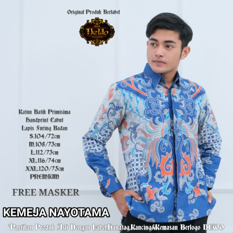 KEMEJA BATIK SOLO NAYOTAMA BIRU BATIK PRIA SIZE M L XL XXL