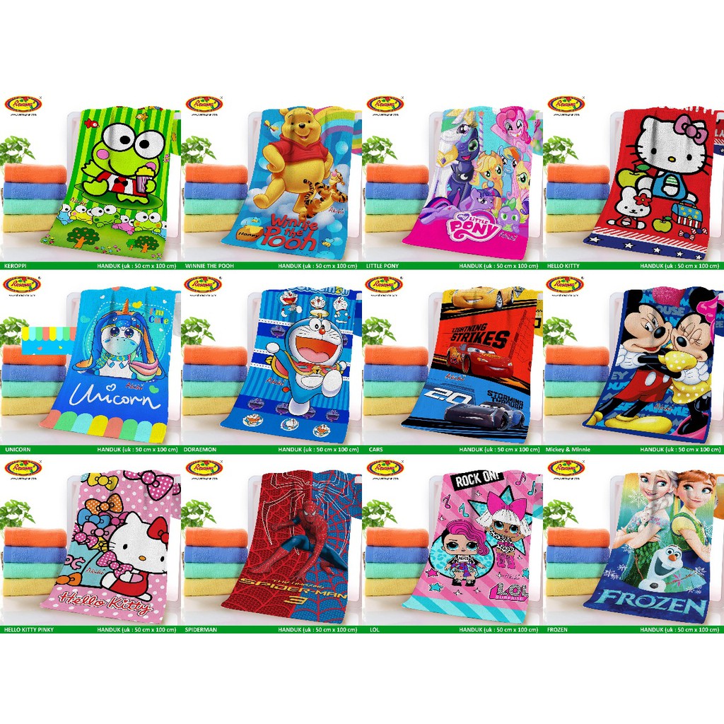 WW Handuk Karakter AKIKO (Rosanna) - 50x100 cm - Mandi Serbaguna - Anak - Printing Tanggung