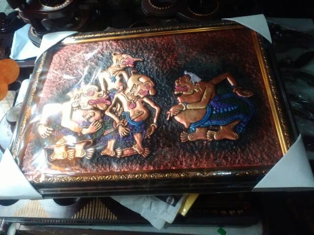 TERMURAH! Lukisan Timbul 3D Relief Gambar Wayang Punakawan 42x32 cm Dekorasi Pajangan Souvenir