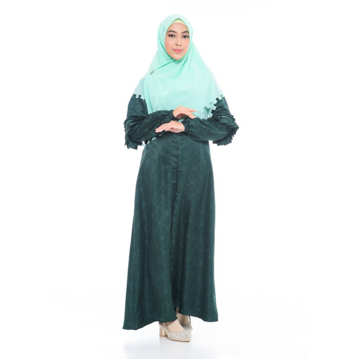 PREMIUM RABBANI - GAMIS DRESSLIM WARNITA MEDINA PLS - FOREST GREEN, XXL