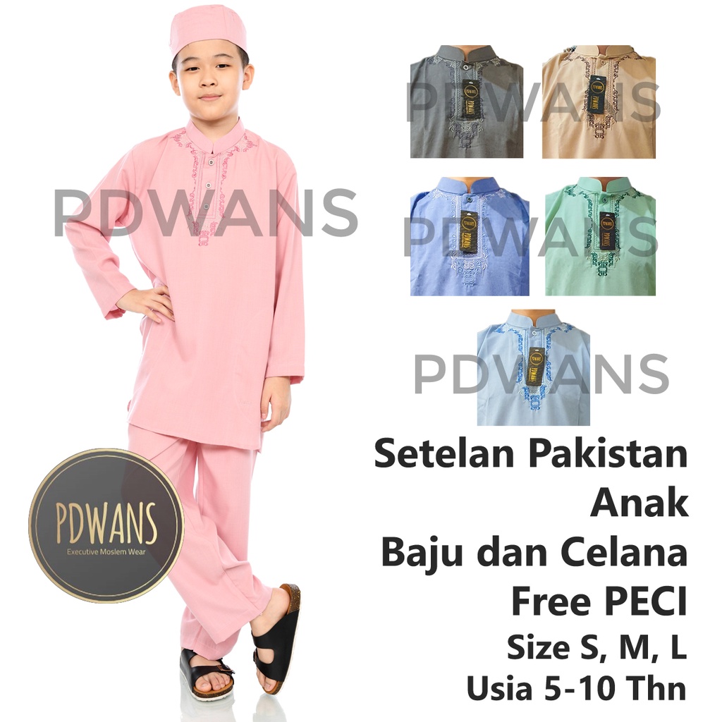 Setelan Koko Pakistan Anak Warna Motif 5 6 7 8 9 10 Tahun BGM04A - PDWANS