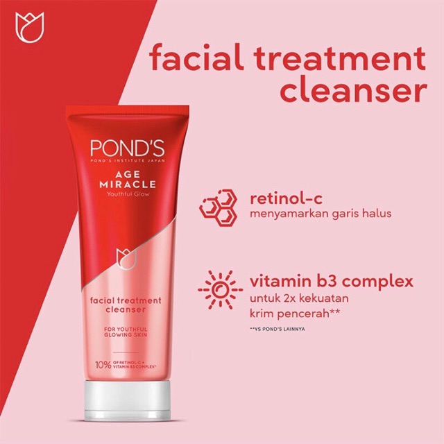 Ponds age miracle day night whip cream SPF 18 youth serum essence krim pagi malam facial foam wash