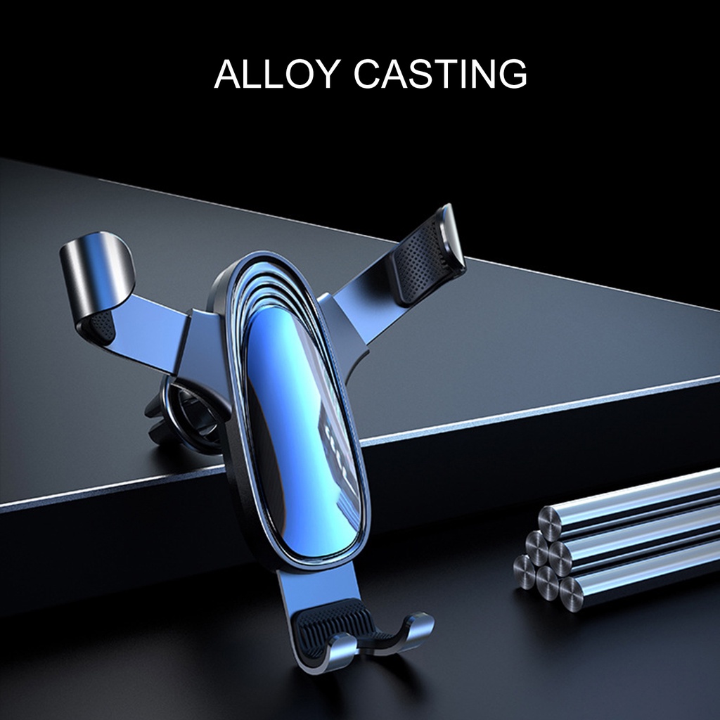 Stand Holder Handphone Universal Bahan Aluminum Alloy Untuk Ventilasi Ac Mobil