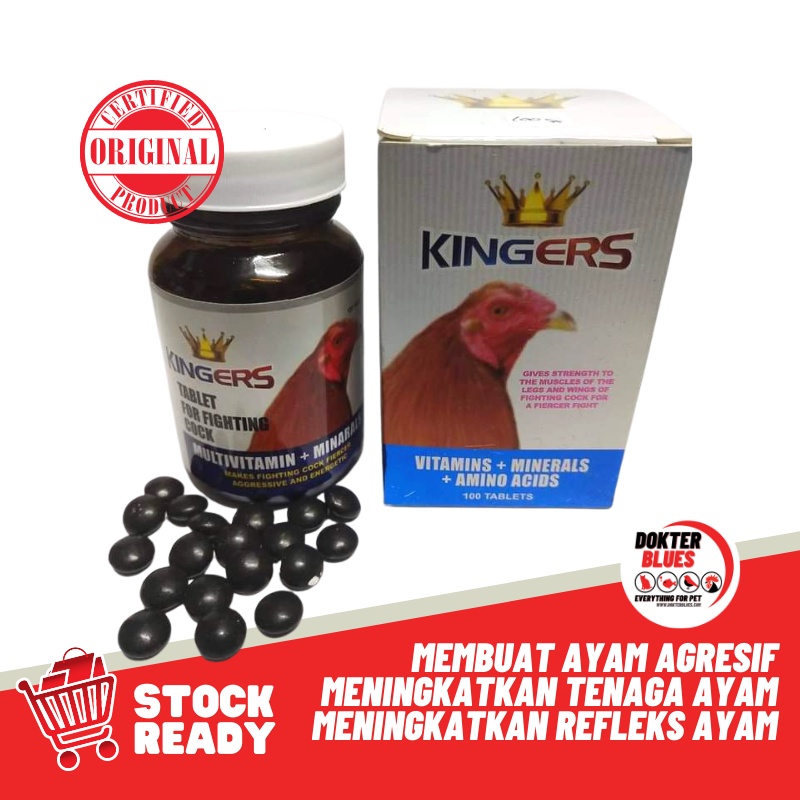 Vitamin Ayam KINGERS (100 Pil) Suplemen Obat Ayam Tarung Pisau Taji Phillipine