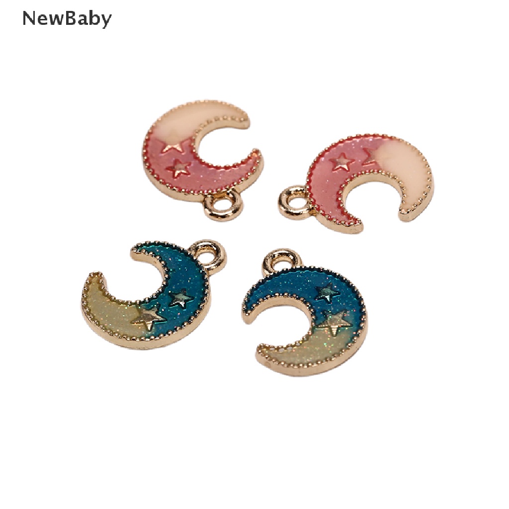 10pcs / Set Liontin Enamel Bentuk Bulan Bintang Untuk Membuat Perhiasan