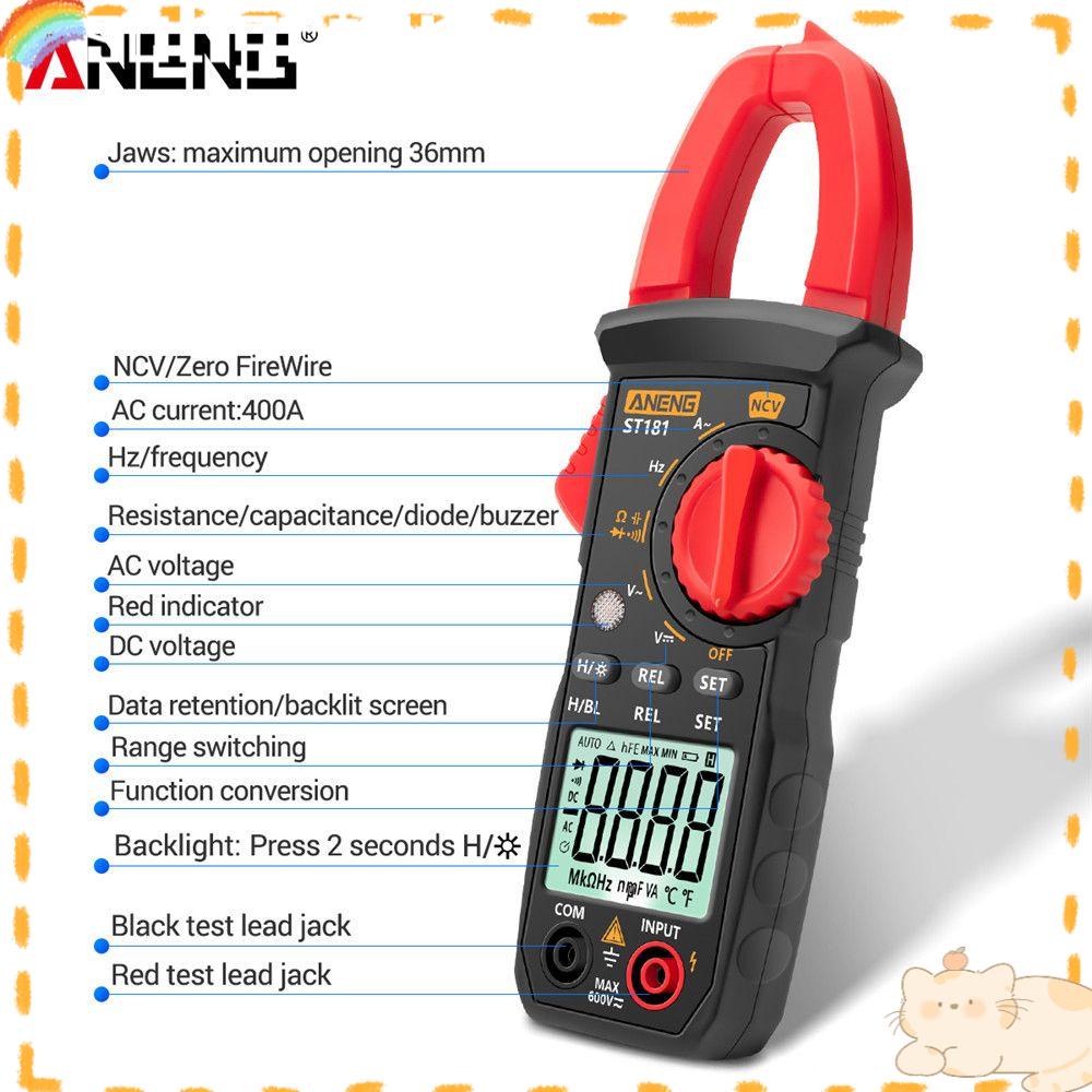 Solighter ANENG ST181 Ohm Tester Kapasitansi NCV 4000 Counts Digital