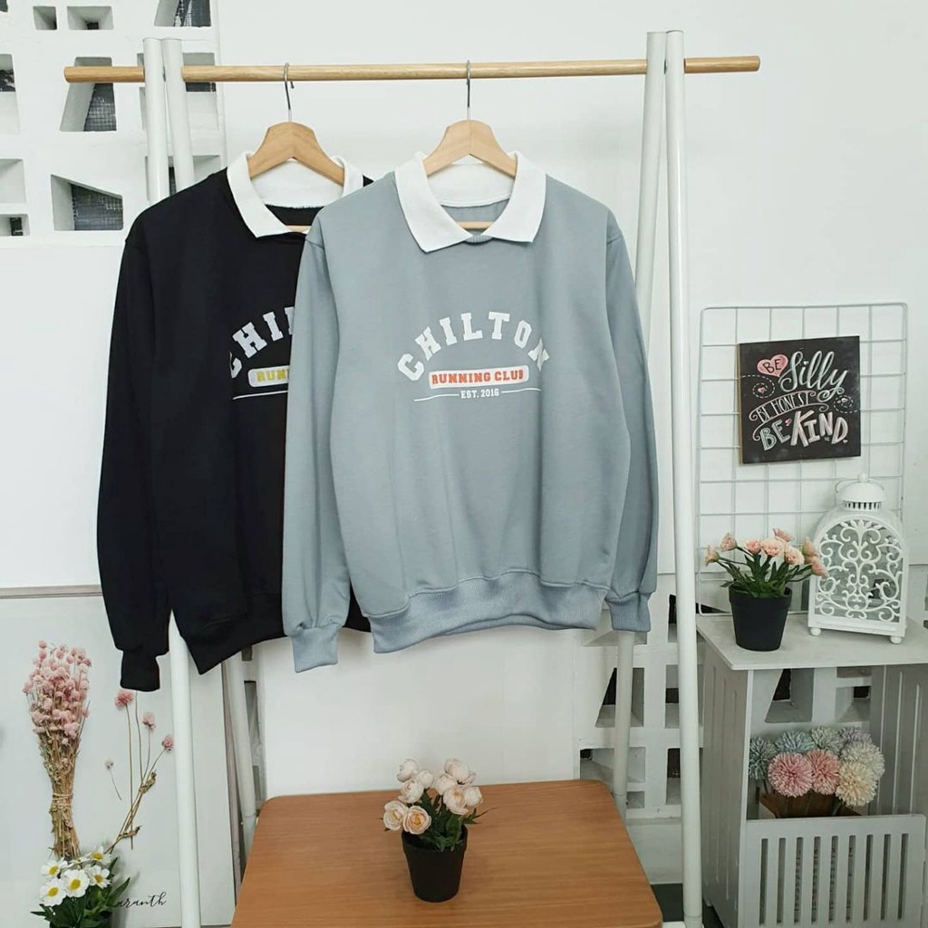 Primadona Sweater Chilton Colar Sweatshirt Kerah Fashion Atasan Wanita Pria Terbaru