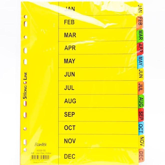 

Bantex Cardboard Divider A4 12 Pages Jan-Dec 6059 | Pembatas Binder List Baru
