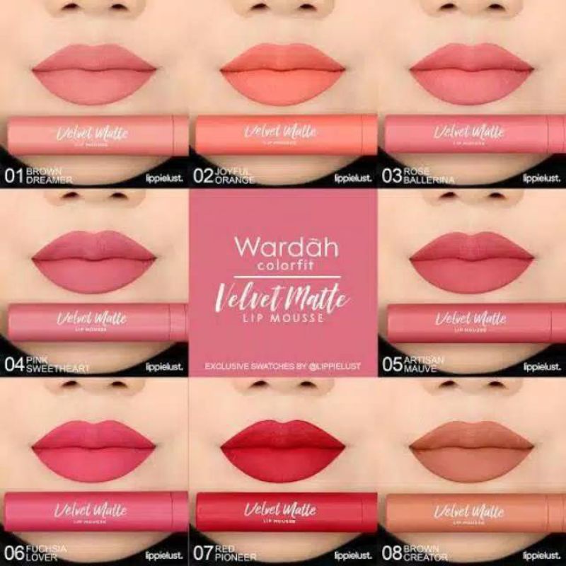 Wardah Colorfit velvet lip mousse | Lipstik Matte Wardah
