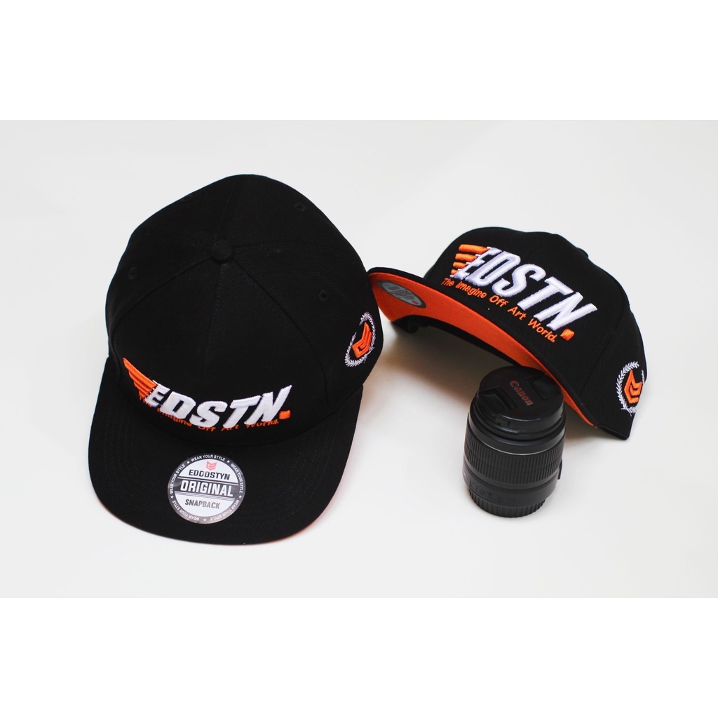 Topi Snapback hip hop Original Distro Premium Pria Dewasa Bordir Edstn Six Panel BDR ORANGE