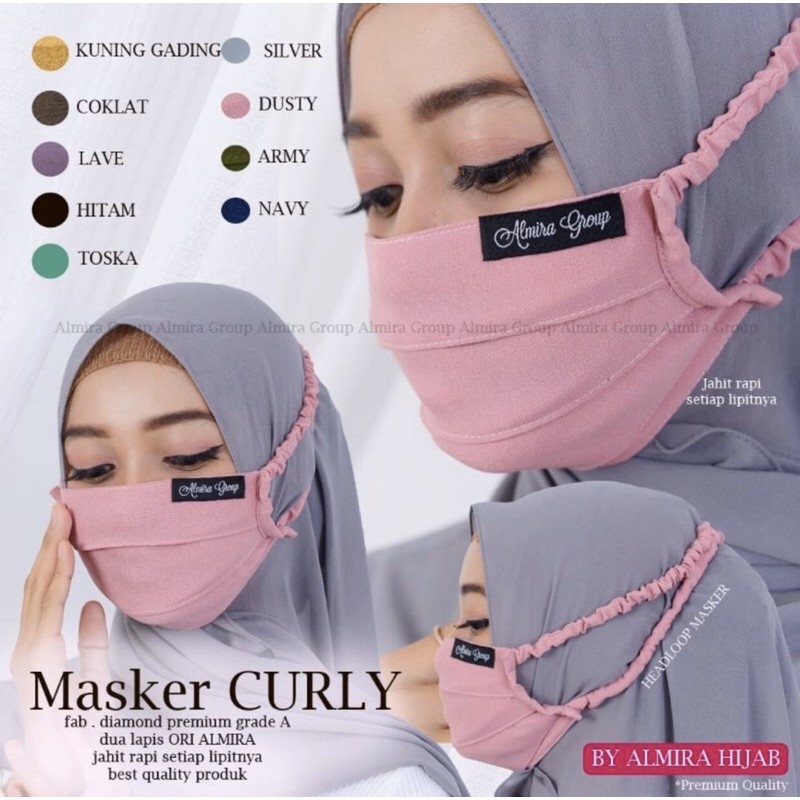 READY STOK|BISA COD|Masker kain serut|masker curly by almira hijab