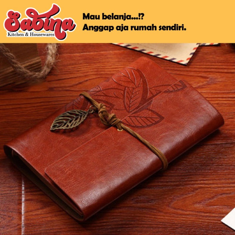 Buku Catatan Binder Kulit Retro Leaf Kertas A6 Phantaci