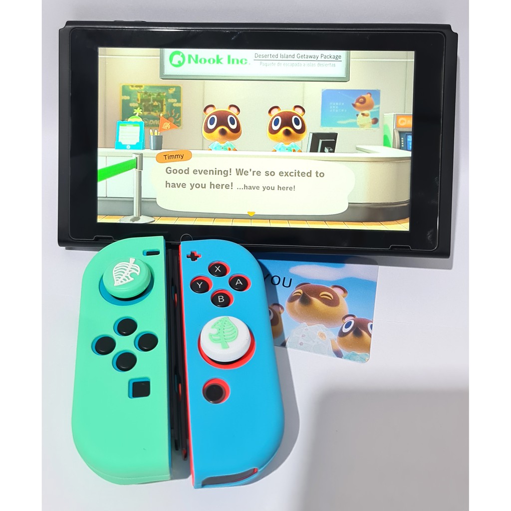 1 Set Silicone Joycon Case Animal Crossing With Caps Analog