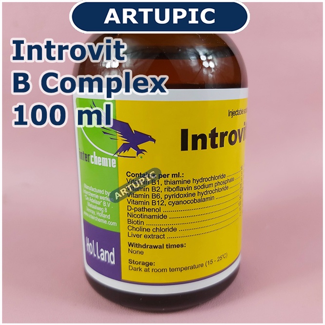 Introvit B Complex 100 ml Obat pencegah stres pada ternak Konsentrasi Tinggi Biotin Hewan Mencegah stres mengobati defisiensi vitamin B Memperbaiki konversi pakan FCR Sapi Kambing Babi Ayam Domba Kuda