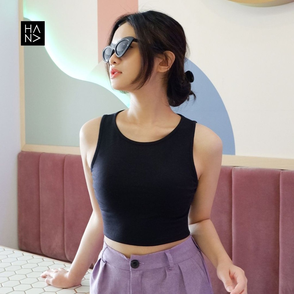 HanaFashion JKT - Sita Crop Tank Top Atasan Wanita - TT007-Black
