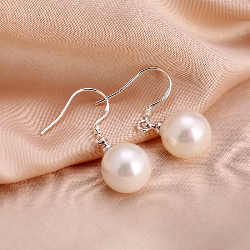 korea Perak Rotating Zircon Earring Bunga Mutiara Drop Anting untuk Wanita Kristal Anting Pernikahan-6