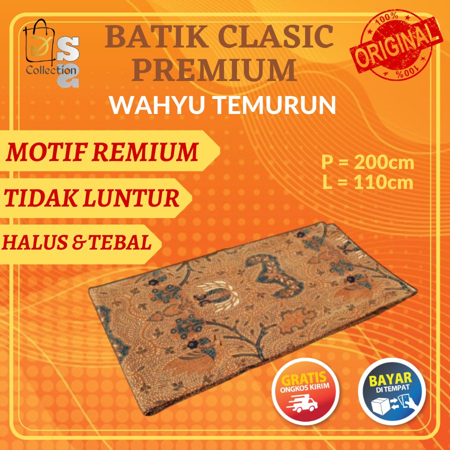 Kain Batik Jarik Solo Motif WAHYU TUMURUN Jarit Alusan Etnik Prada Premium Sewek H Santoso Prodo