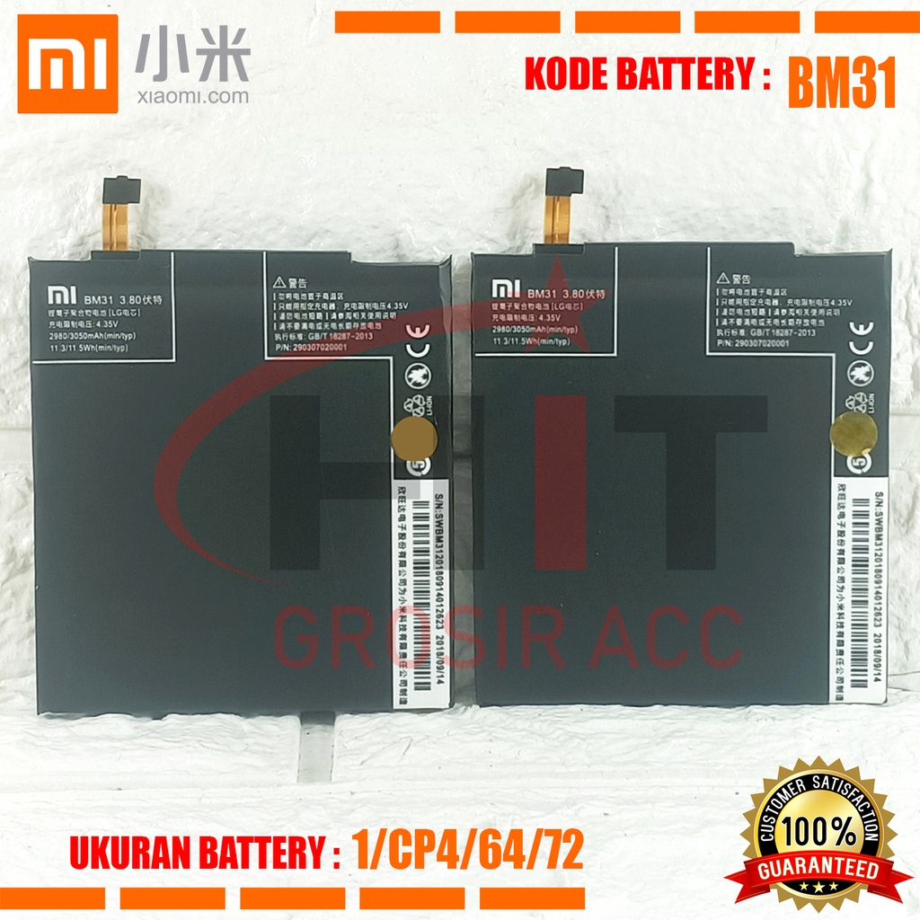 Baterai Battery Original XIAOMI BM-31 / BM31 / Mi3 / MI 3