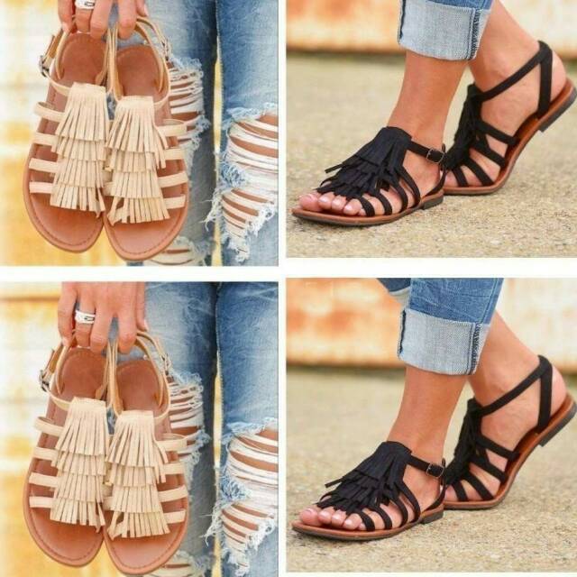 FLAT SANDAL RUMBAI VINTAGE WANITA LUCU KEKINIAN MODEL IMPORT KOREA