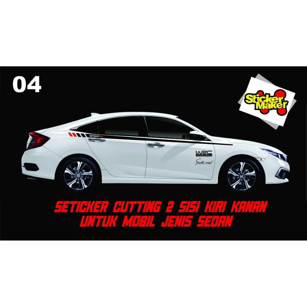 stiker list body samping mobil sedan innova,corolla,hyundai,bmw,honda civic.1set kanan kiri. code 04