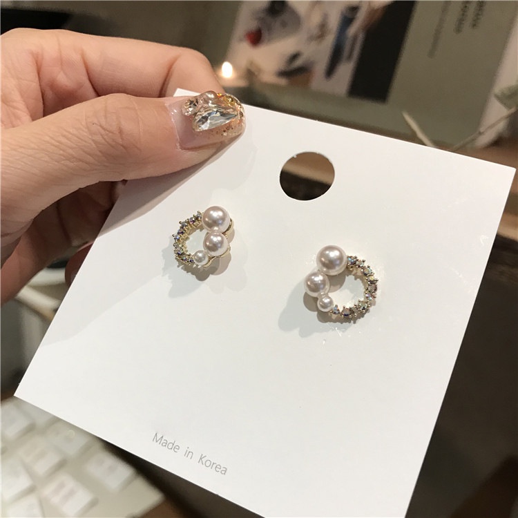 Sterling silver jarum 2020 baru kecil yang indah telinga cincin temperamen Korea mutiara anting-anti