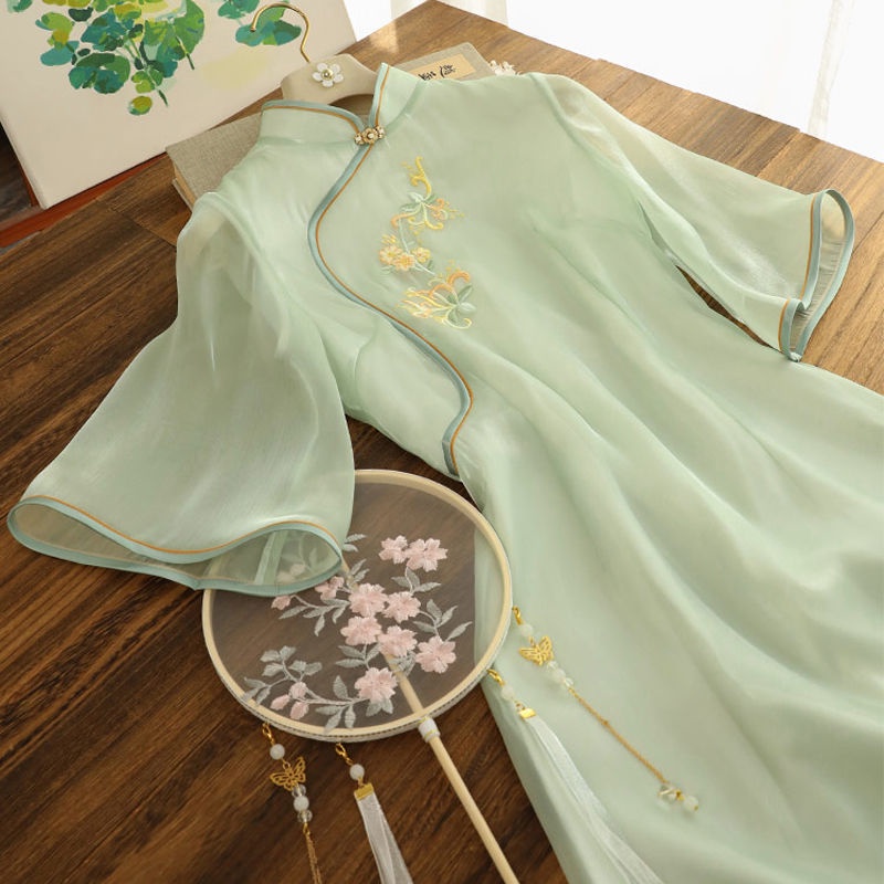 Summer dress female 2022 new large fat sister pure desire style Hanfu temperament thin improved cheo