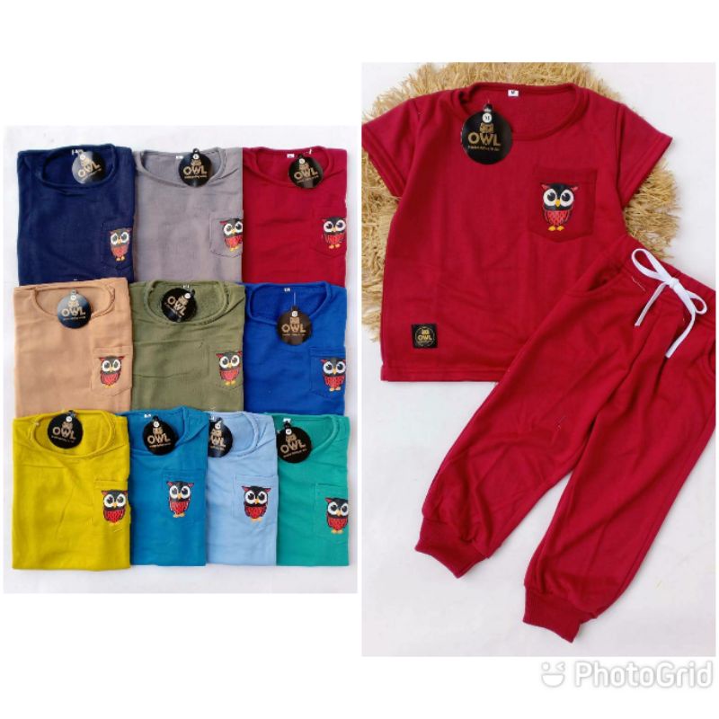 Set pocky jogger/setelan owl panjang