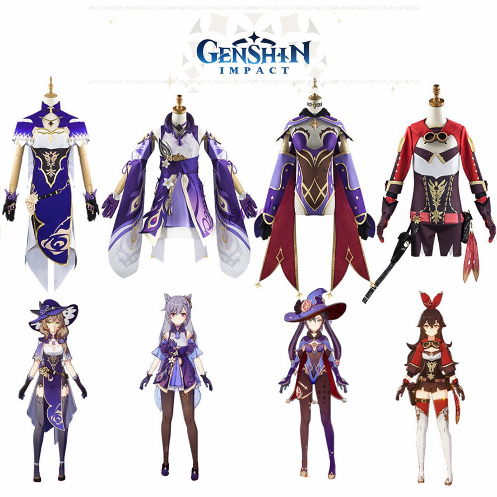 Genshin Impact Lisa Keqing Amber Mona Cosplay Costume Elegant Halloween Party Dress Anime Game Suit