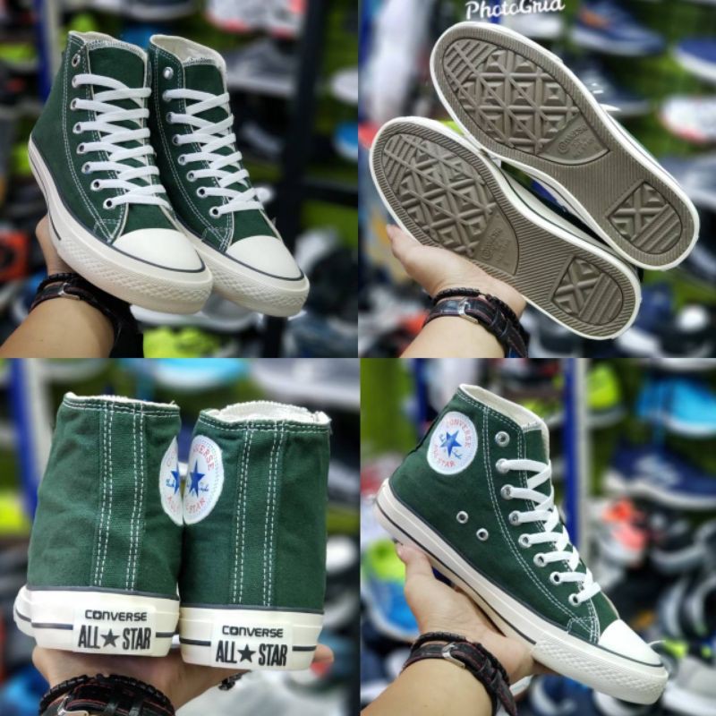 Sepatu Converse Clasic High Green Women 36-40, Grade Ori. Gratis Kaos Kaki