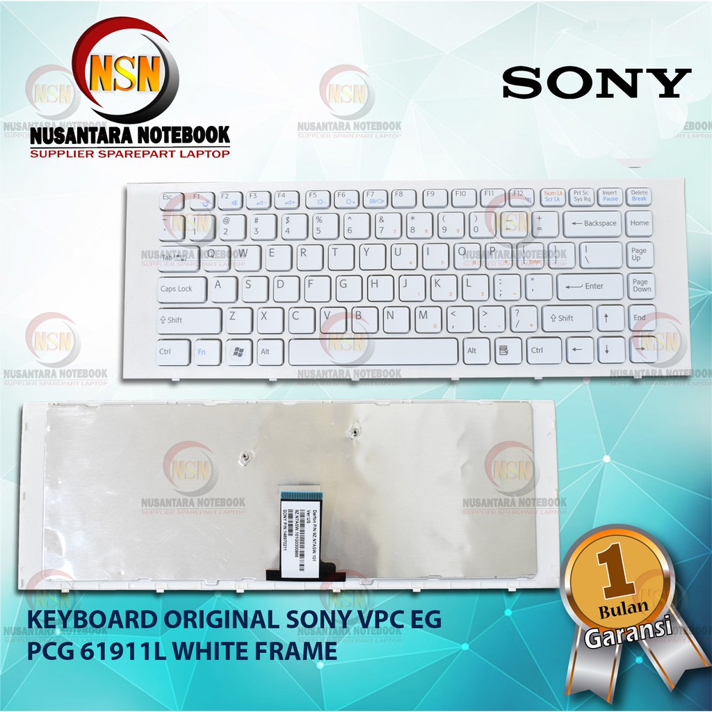 Keyboard Original Sony EG VPC-EG PCG 61911L White Frame