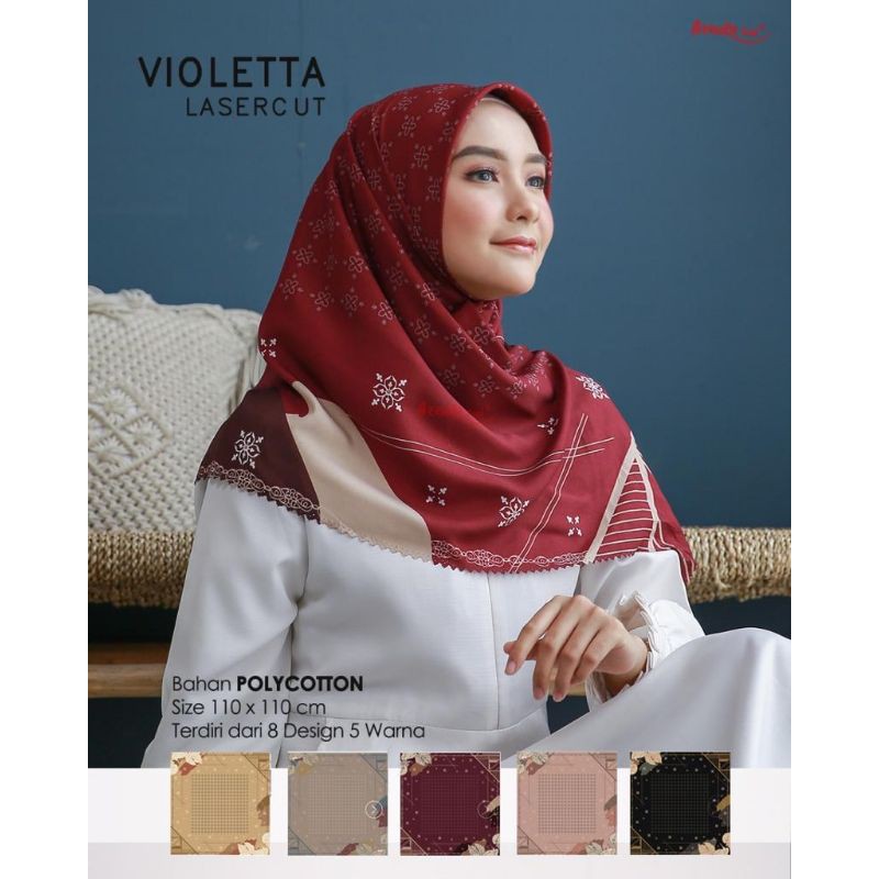 Jilbab segiempat VIOLETTA by AZZURA lasercut