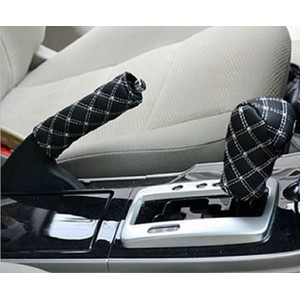 Cover kulit tuas persneling gigi + rem tangan 2 in 1 handle brake aksesoris interior mobil