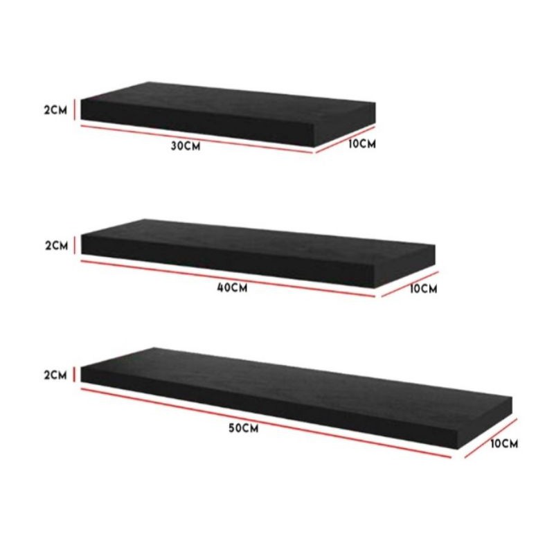 RAK DINDING 1 SET ISI 3 Rak Dinding Minimalis Rak Dinding Slim Serbaguna 1set isi 3 rak 30 40 50cm Lebar 10cm Tebal 2cm