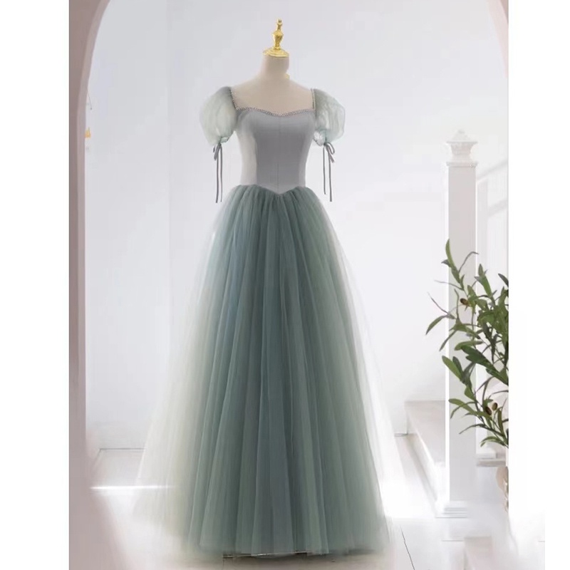 Gaun malam hijau rok wanita cahaya mewah versi Korea high-end perjamuan temperamen wanita 2022 baru 