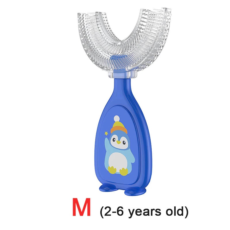 Sikat Gigi Bayi Toothbrush U-Shaped Teether Silicone Size M - YP009 - Blue